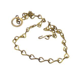 Vintage Brass Watch Chain Choker Necklace with Button Loop and Hook